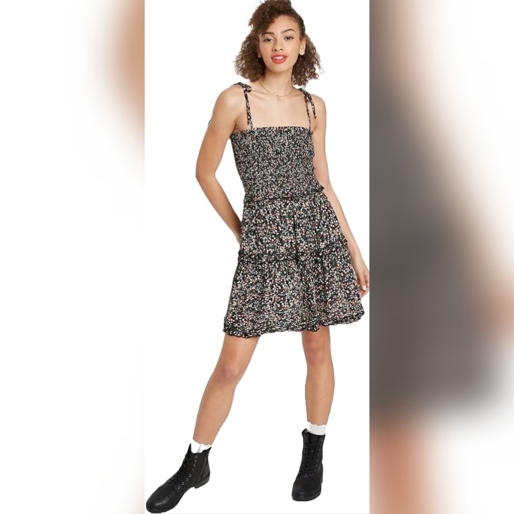 Forever 21 Black and White Mini Sundress with Spaghetti Straps
